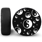 Black And White Yin Yang Pattern Print Leather Spare Tire Cover