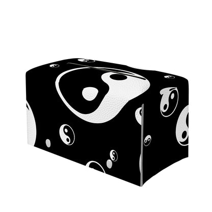 Black And White Yin Yang Pattern Print Leather Tissue Box Cover