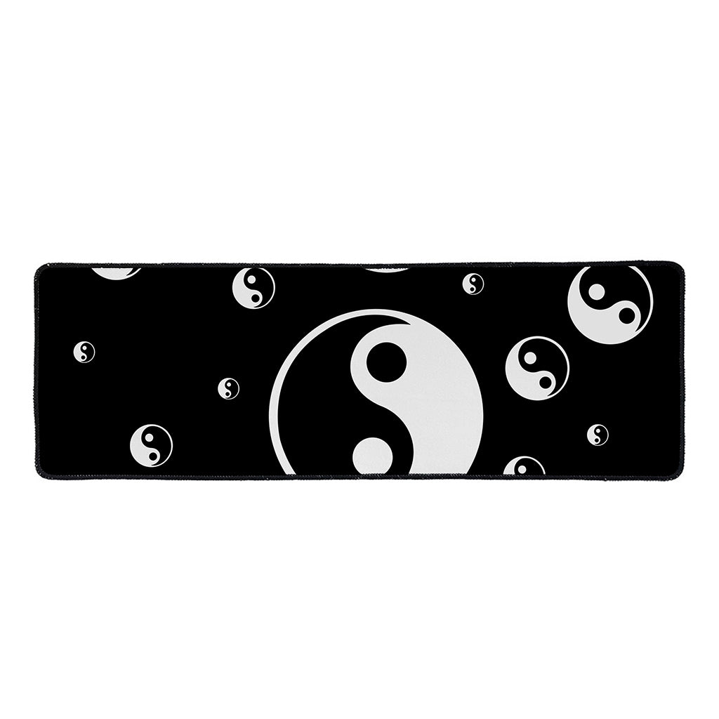 Black And White Yin Yang Pattern Print Long Kitchen Mat