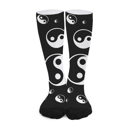 Black And White Yin Yang Pattern Print Long Socks