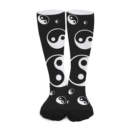 Black And White Yin Yang Pattern Print Long Socks