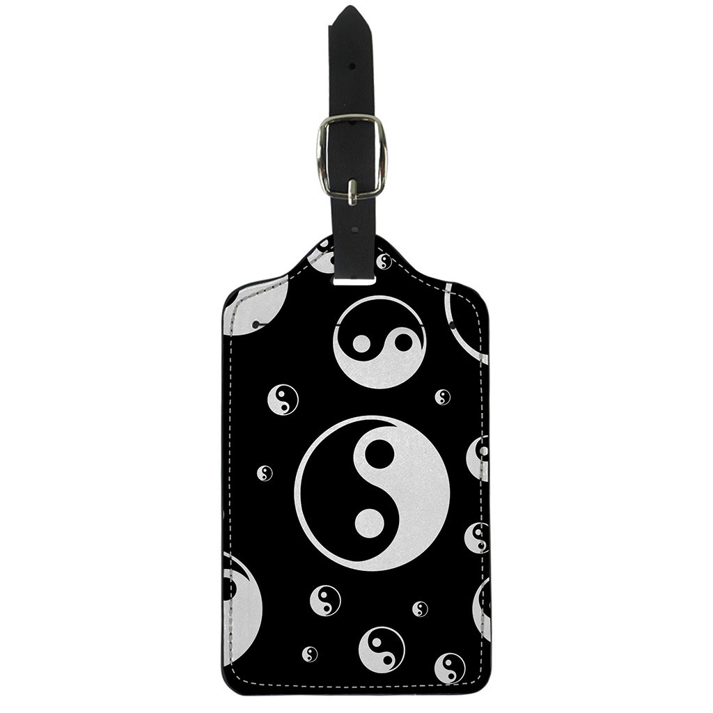 Black And White Yin Yang Pattern Print Luggage Tag