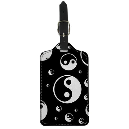 Black And White Yin Yang Pattern Print Luggage Tag