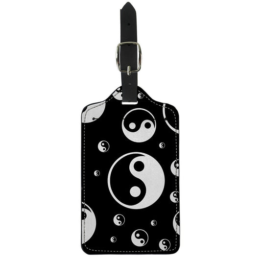 Black And White Yin Yang Pattern Print Luggage Tag