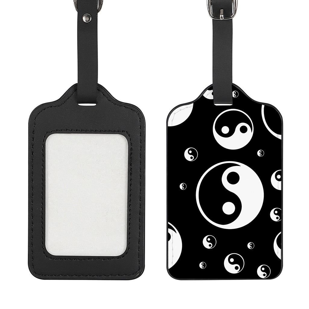 Black And White Yin Yang Pattern Print Luggage Tag