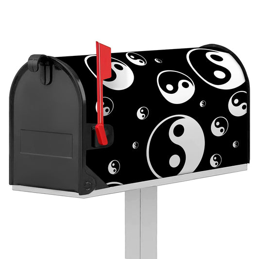Black And White Yin Yang Pattern Print Mailbox Cover