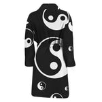 Black And White Yin Yang Pattern Print Men's Bathrobe