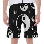 Black And White Yin Yang Pattern Print Men's Beach Shorts