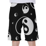 Black And White Yin Yang Pattern Print Men's Beach Shorts