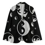 Black And White Yin Yang Pattern Print Men's Blazer