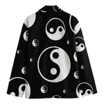 Black And White Yin Yang Pattern Print Men's Blazer
