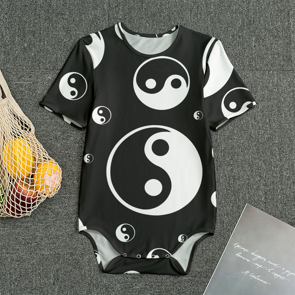 Black And White Yin Yang Pattern Print Men's Bodysuit