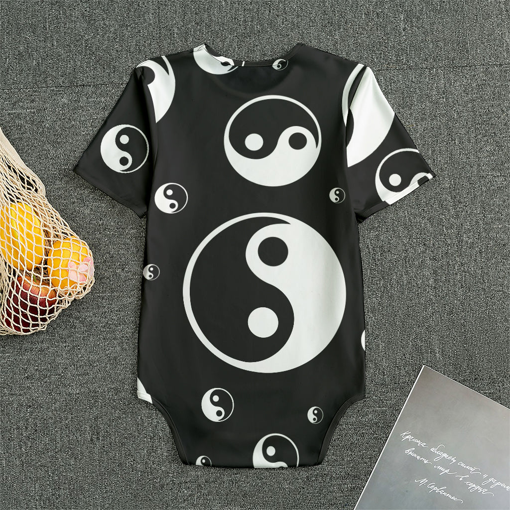 Black And White Yin Yang Pattern Print Men's Bodysuit