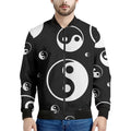Black And White Yin Yang Pattern Print Men's Bomber Jacket