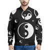 Black And White Yin Yang Pattern Print Men's Bomber Jacket