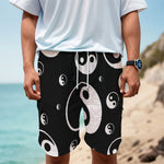 Black And White Yin Yang Pattern Print Men's Cargo Shorts