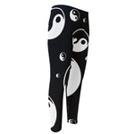 Black And White Yin Yang Pattern Print Men's Compression Pants