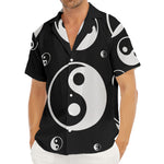Black And White Yin Yang Pattern Print Men's Deep V-Neck Shirt