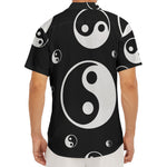 Black And White Yin Yang Pattern Print Men's Deep V-Neck Shirt