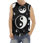 Black And White Yin Yang Pattern Print Men's Fitness Tank Top