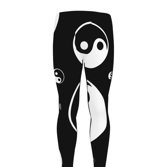 Black And White Yin Yang Pattern Print Men's leggings