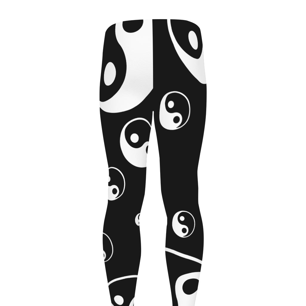 Black And White Yin Yang Pattern Print Men's leggings
