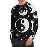 Black And White Yin Yang Pattern Print Men's Long Sleeve Rash Guard