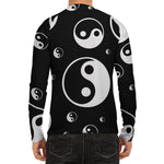 Black And White Yin Yang Pattern Print Men's Long Sleeve Rash Guard