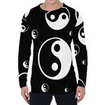 Black And White Yin Yang Pattern Print Men's Long Sleeve T-Shirt