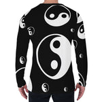 Black And White Yin Yang Pattern Print Men's Long Sleeve T-Shirt