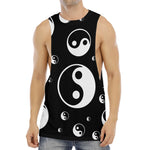 Black And White Yin Yang Pattern Print Men's Muscle Tank Top