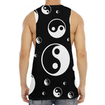 Black And White Yin Yang Pattern Print Men's Muscle Tank Top
