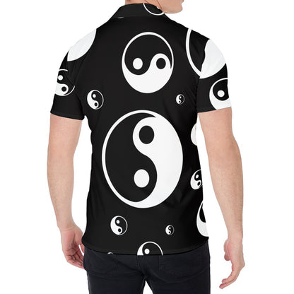 Black And White Yin Yang Pattern Print Men's Shirt