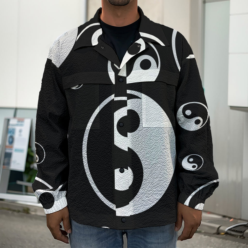 Black And White Yin Yang Pattern Print Men's Shirt Jacket