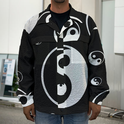 Black And White Yin Yang Pattern Print Men's Shirt Jacket