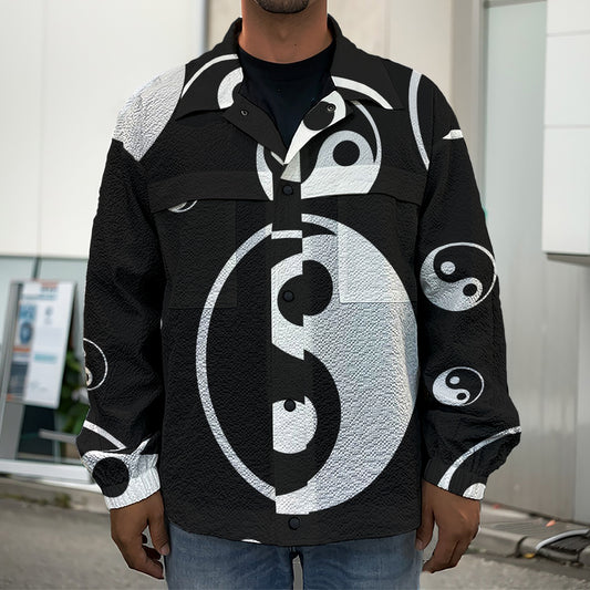 Black And White Yin Yang Pattern Print Men's Shirt Jacket