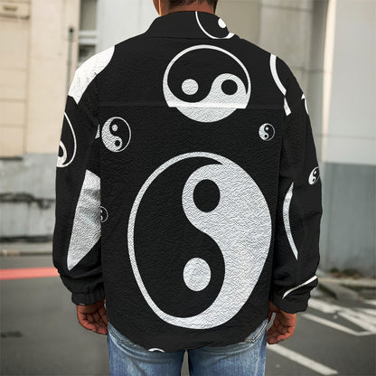 Black And White Yin Yang Pattern Print Men's Shirt Jacket