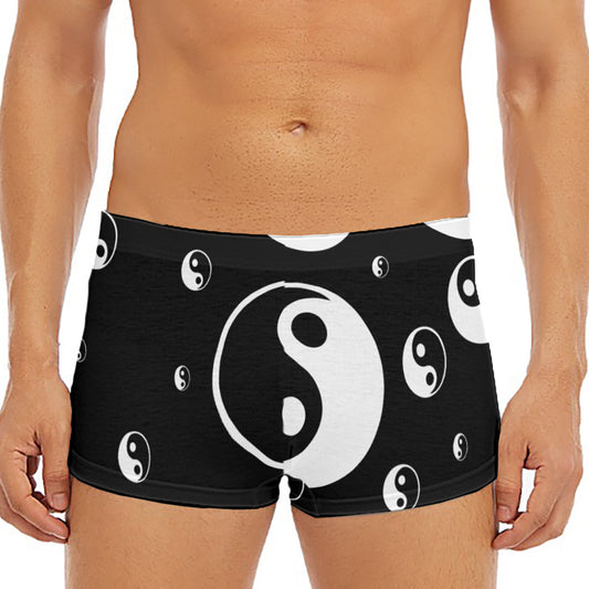 Black And White Yin Yang Pattern Print Men's Short Boxer Briefs