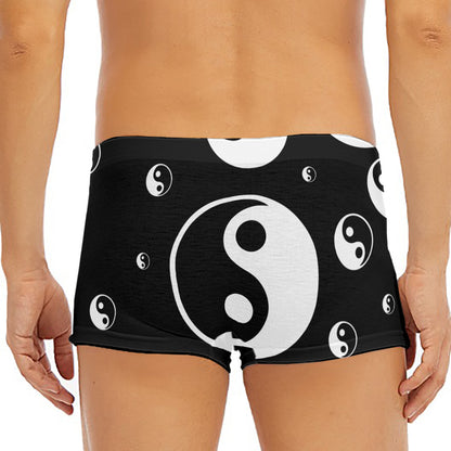 Black And White Yin Yang Pattern Print Men's Short Boxer Briefs