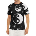 Black And White Yin Yang Pattern Print Men's Short Sleeve Rash Guard