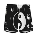 Black And White Yin Yang Pattern Print Men's Athletic Shorts