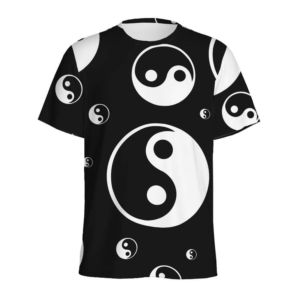 Black And White Yin Yang Pattern Print Men's Sports T-Shirt
