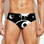 Black And White Yin Yang Pattern Print Men's Swim Briefs