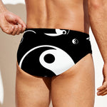 Black And White Yin Yang Pattern Print Men's Swim Briefs