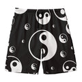 Black And White Yin Yang Pattern Print Men's Swim Trunks