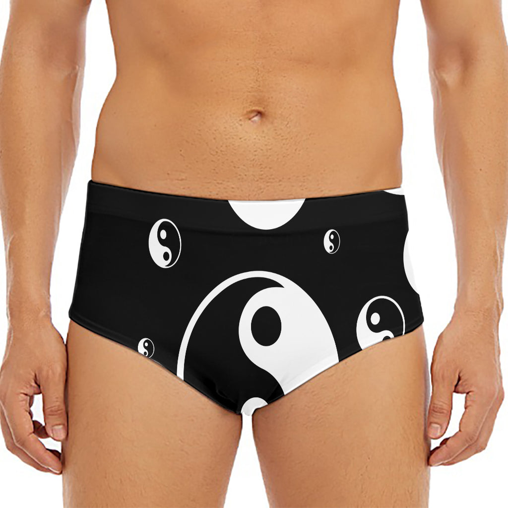 Black And White Yin Yang Pattern Print Men's Triangle Swim Briefs