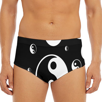 Black And White Yin Yang Pattern Print Men's Triangle Swim Briefs