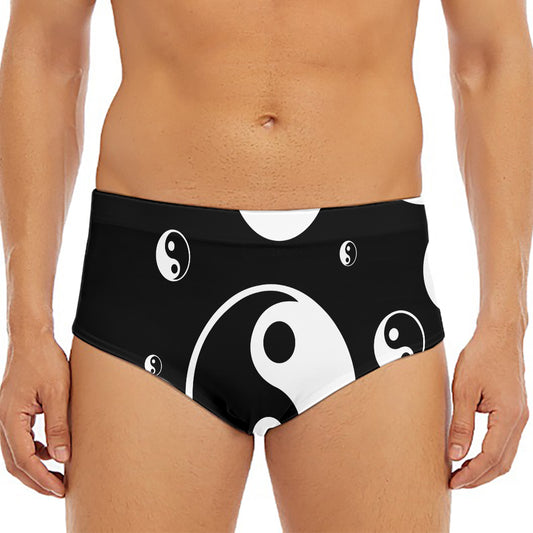 Black And White Yin Yang Pattern Print Men's Triangle Swim Briefs