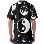 Black And White Yin Yang Pattern Print Men's Velvet T-Shirt