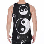 Black And White Yin Yang Pattern Print Men's Velvet Tank Top